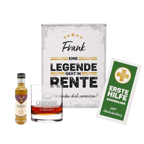 Herz & Heim® Whisky Geschenkset zum Abschied für Kollegen -Eine Legende-, 4-teilig, personalisiert von Herz & Heim