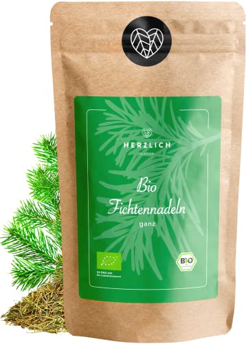 Bio Fichtennadeln 250g | Fichtennadeltee, getrocknete Fichtennadeln aus natürlicher Wildsammlung - Lose Nadeln | 100% Bio und rein - Fichtennadel Tee | Herzlich Natur von Herzlich Natur