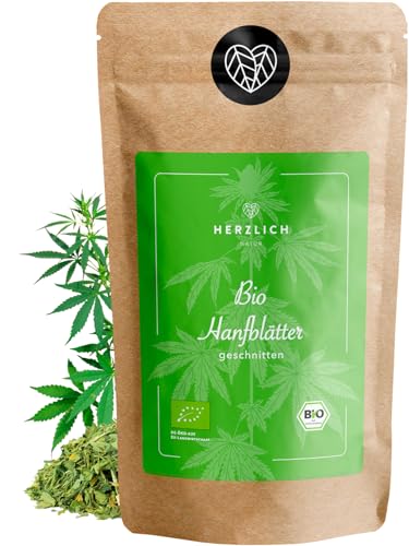 BIO Hanfblätter Tee 150g - Hanftee - loser Abend-Tee - natürlicher Kräutertee in Premium Qualität - milder angenehmer Geschmack | Herzlich Natur von Herzlich Natur