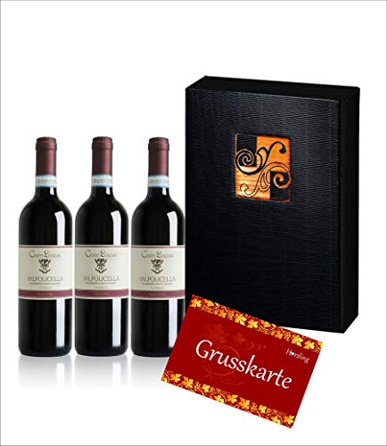 3er Rotwein-Geschenk-Set Valpolicella Classico mit Ripasso & Amarone (3 x 750 ml) von Herzling