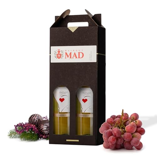 Weingut MAD Wein-Geschenk-Set 'Herztröpferl' | 2x Weiß-Wein lieblich | Geschenke für Wein-Liebhaber | Wein-Geschenke für Frauen & Männer | Wein-Präsent von Herztröpferl