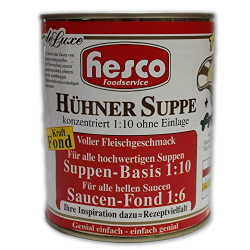 Hesco Hühnersuppe konzentriert mit vollem Fleischgeschmack 1:10 ohne Einlage (850ml Dose) von Hesco