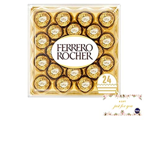 Ferrero Rocher Geschenkbox Schokolade 24 Stück 300g mit einem Dankesaufkleber - Geschenk für Geburtstag, Weihnachten, Valentinstag und Muttertag von Hezvic