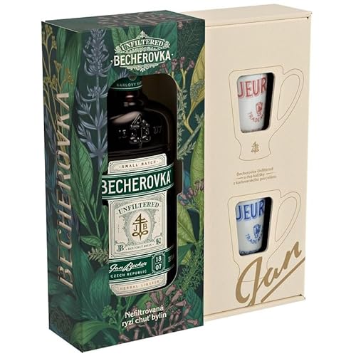 Becherovka Unfiltered - Krautenlikor 500ml mit Porzellantassen von Hi-Life Living Nature