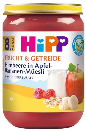 HiPP Bio Frucht & Getreide, Himbeere in Apfel-Bananen Müesli, ohne Zuckerzusatz, 6 x 190g von HiPP