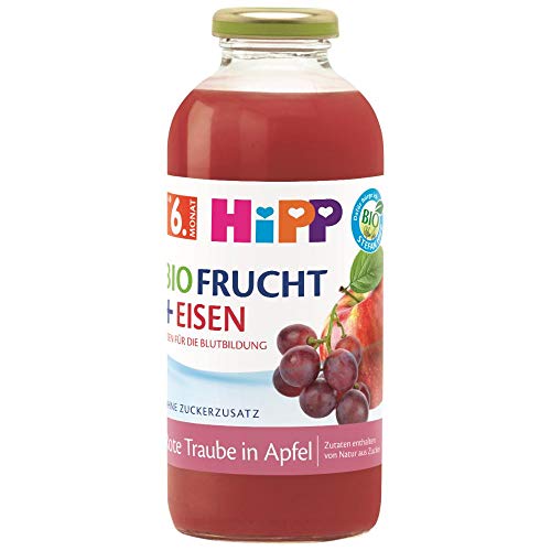 HiPP Bio-Fruchtsaft-Getränke +, Rote Traube in Apfel mit Eisen, 500 ml von HiPP