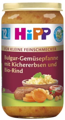 HiPP Bio Für kleine Feinschmecker Menüs Bulgur-Gemüsepfanne mit Kichererbsen und Bio-Rind, 250g, 6er Pack (6x250g) von HiPP