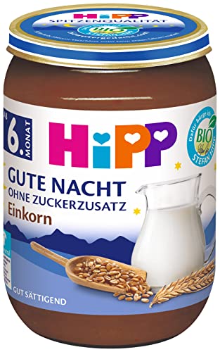 HiPP Bio Gute Nacht - ohne Zuckerzusatz - Einkorn, 6er Pack (6 x 190 g) von HiPP