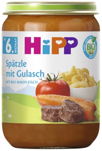 HiPP Bio Menüs ab 6. Monat Spätzle mit Gulasch, 220g, 6er Pack (6x220g) von HiPP