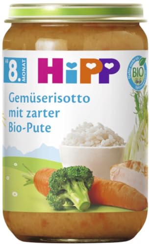 HiPP Bio Menüs ab 8. Monat Gemüserisotto mit zarter Bio-Pute, 220g 6er Pack (6x220g) von HiPP