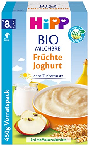 HiPP Bio-Milchbreie ohne Zuckerzusatz, Früchte Joghurt, Vorratspackung (4x450g) von HiPP