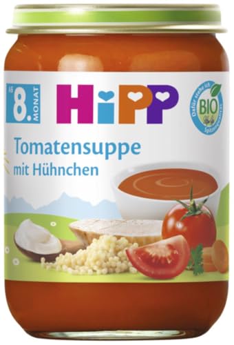 HiPP Bio Suppe ab 8. Monat Tomatensuppe mit Hühnchen, 190g, 6er Pack (6x190g) von HiPP