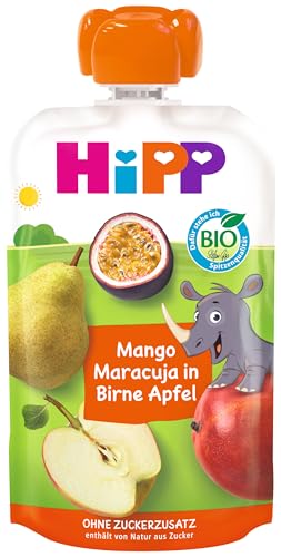 HiPP Bio für Kinder HiPPiS Mango-Maracuja in Birne-Apfel - Nick Nashorn, 100g; 8er Pack (8x100g) von HiPP