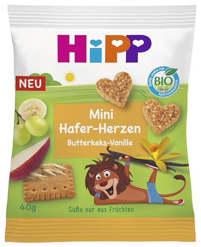 HiPP Bio für Kinder Mini Hafer-Herzen Butterkeks-Vanille, 40g, 12er Pack (12x40g) von HiPP