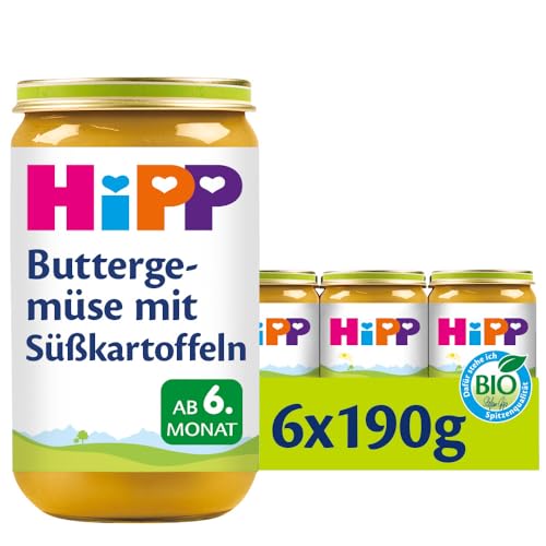 HiPP Buttergemüse mit Süßkartoffeln, 6er Pack (6 x 190 g) von HiPP