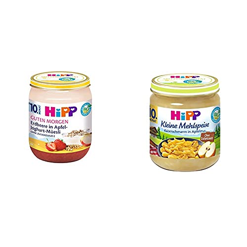 HiPP Erdbeere in Apfel-Joghurt-Müesli, 6er Pack (6 x 160 g) & Kaiserschmarrn in Apfelmus, 6er Pack (6 x 200 g) von HiPP