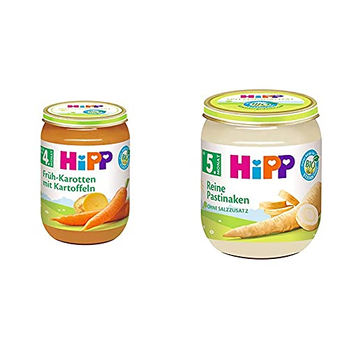 HiPP Früh-Karotten mit Kartoffeln Bio, 6er Pack (6 x 190 g) & Reine Pastinaken, 6er Pack (6 x 125 g) von HiPP