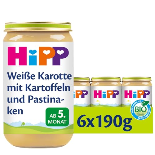 HiPP Gemüse Weiße Karotte mit Kartoffeln und Pastinaken, 6er Pack (6 x 190 g) von HiPP