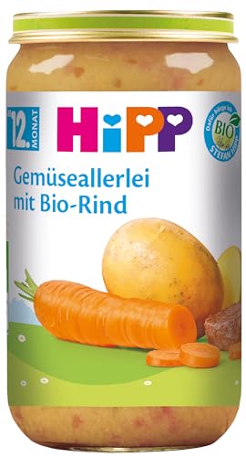 HiPP Gemüseallerlei mit Bio-Rind, 6er Pack (6 x 250 g) von HiPP