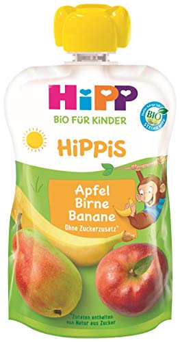HiPP HiPPiS Quetschbeutel, Apfel-Birne-Banane, 100% Bio-Früchte ohne Zuckerzusatz, 6 x 100 g Beutel von HiPP