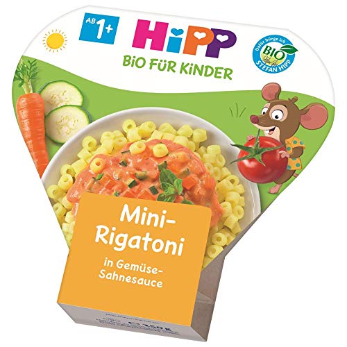 HiPP Kinder-Bio-Pasta Mini-Rigatoni in Gemüse-Sahnesauce, 1er Pack (1 x 250 g) von HiPP