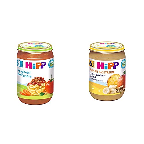 HiPP Spaghetti Bolognese, 6er Pack (6 x 220 g) & Feines Bircher-Müesli, 6er Pack (6 x 190 g) von HiPP