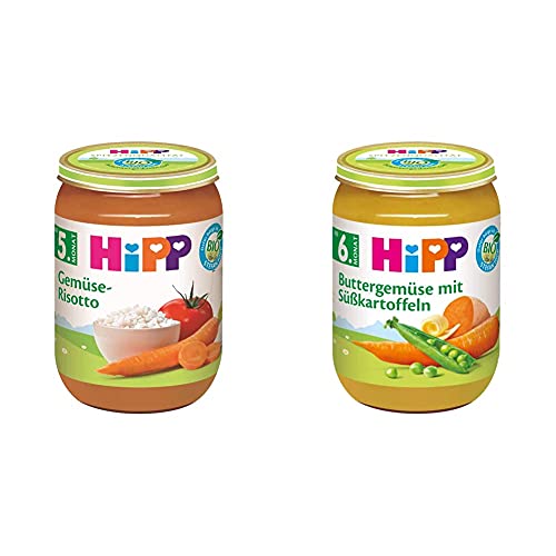 Hipp Bio Gemüse Gemüse-Risotto, 6er Pack (6 x 190 g) 4130-01 & Buttergemüse mit Süßkartoffeln, 6er Pack (6 x 190 g) von HiPP