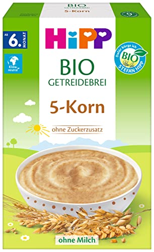Hipp Bio-Getreide-Breie ungesüßt, Fünf Korn, 6er Pack (6 x 200 g) von HiPP