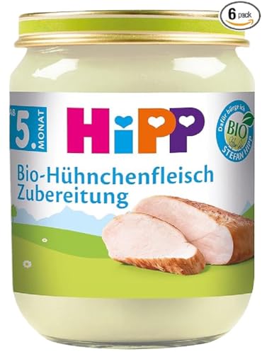 HiPP Bio-Hühnchenfleisch-Zubereitung, 6er Pack (6 x 125 g) von HiPP