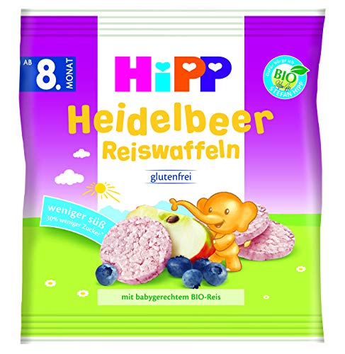 Hipp Bio Knabberprodukte Heidelbeer Reiswaffeln, 7er Pack (7 x 30 g) von HiPP