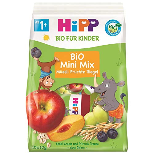 Hipp Bio-Riegel Mini-Mix-Pack Früchte-Müesli-Häppchen, 7er Pack (7 x 100 g) von HiPP