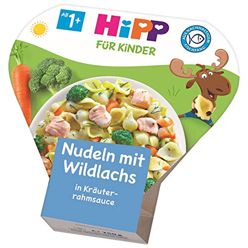 Hipp Bio für Kinder Teller aus aller Welt - Nudeln mit Wildlachs in Kräuterrahmsauce, 6er Pack (6 x 250 g) von HiPP