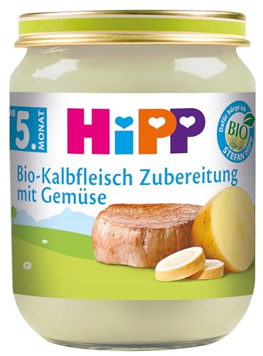 Hipp Fleischzubereitungen, Kalbsfleischzubereitung mit Gemüse, 6er Pack (6 x 125 g) von HiPP