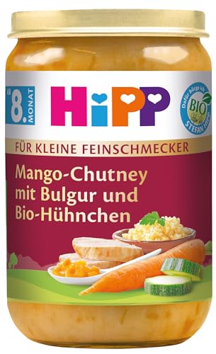 HiPP Für kleine Feinschmecker Menüs, Mango-Chutney mit Bulgur und Bio-Hühnchen, 6er Pack (6 x 220 g) von HiPP