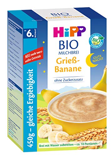 Hipp Gute-Nacht-Brei Grieß Banane 450g, 2er Pack (2 x 450g) von HiPP