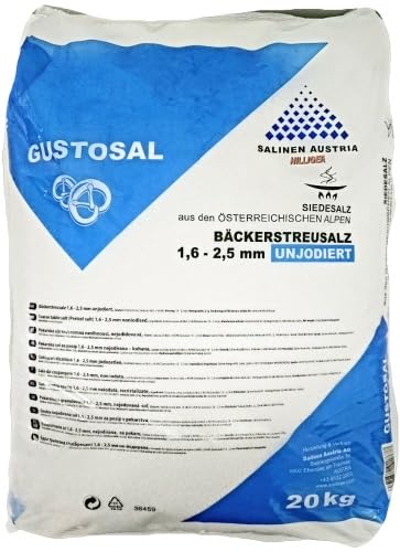 GUSTOSAL Reines Grobes Speisesalz Mühlensalz Bäckerstreusalz Körnung 1,6-2,5 mm Sack 20 kg von Hilliger