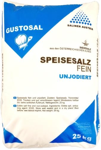 Hilliger SALINA GUSTOSAL SIEDE SPEISESALZ FEIN 25KG KOCHSALZ SIEDESALZ SALZ UNJODIERT KOCHEN von Hilliger