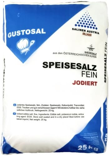 SALINA GUSTOSAL SIEDE SPEISESALZ FEIN JODIERT 25KG KOCHSALZ SIEDESALZ SALZ KOCHEN von Hilliger