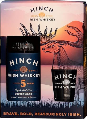 Hinch Irish Whisky aged 5 years 43% vol • triple distilled double wood • in Geschenkpackung mit Hinch Tumbler Glas (1 x 0.7 l) von Hinch Distillery