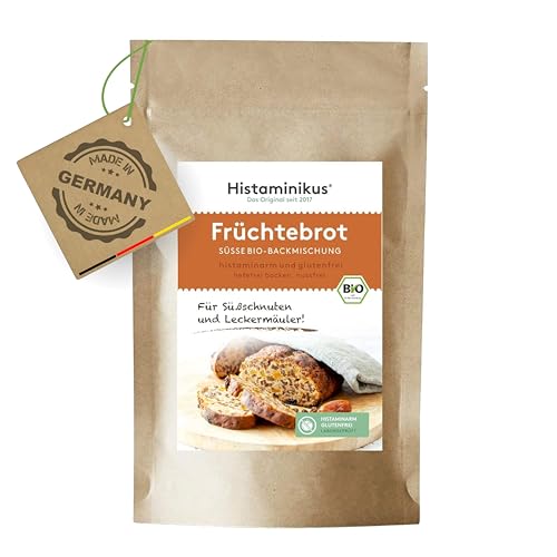 Histaminikus Früchtebrot - Bio Brotbackmischung - ergibt ca. 650g Früchtebrot - Früchtebrot Backmischung - histaminarm & glutenfrei Leben - geeignet bei Histaminintoleranz - Made in Germany von Histaminikus