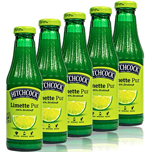 Hitchcock - 5er Pack Premium Limettensaft Pur 100% Direktsaft - Saft aus ca. 20 Limetten in 0,5 Liter Glasflasche von Hitchcock