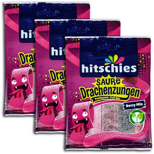 3 er Pack hitschies Saure Drachenzungen Berry Mix vegan 3 x 125g Fruchtgummi von Hitschler