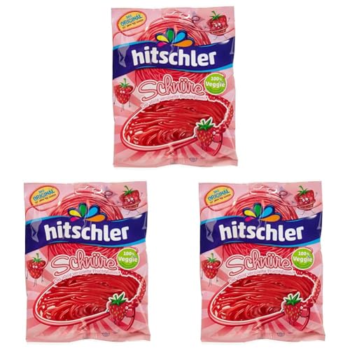 Hitschler Erdbeer Fruchtgummi Schnüre, 125 g (Packung mit 3) von Hitschler