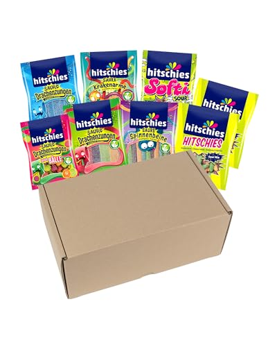 hitschies Geschenkbox Megaaa sauer Box - Süßigkeiten Box mit 8 Sauren hitschies - Fruchtig-leckerer Naschspaß - Fertig verpackt - Boxmaße: 31x18x13 cm von Hitschler