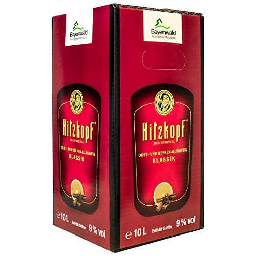 Bayernwald Hitzkopf Glühwein Klassik, aus Obst- und Beerenwein, hergestellt mit natürlichen Früchten in bester Qualität, 9 % vol, BIB 10 l von Hitzkopf