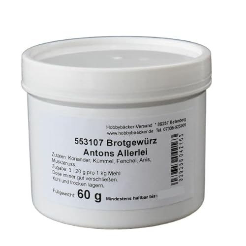 Hobbybäcker Antons Allerlei (60 g), Gemahlenes Brotgewürz für selbstgebackenes Brot, Ohne Salz und Glutamat von Hobby BÄCKER