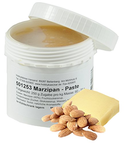 Hobbybäcker Marzipan-Paste ► Zum Verfeinern von Eis, Pralinen, Desserts & Tortencremes, mit feinen Mandelstückchen, 250g von Hobbybäcker.de