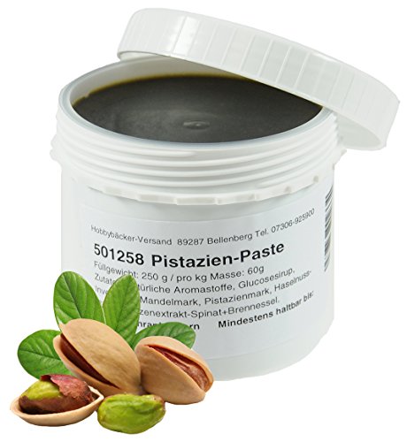 Hobbybäcker - Pistazien Aroma, Aromapaste, Pistazienpaste zum Backen & Verfeinern von Eis, Pralinen, Desserts & Tortencremes, sanft-nussiger Geschmack, 250g von Hobbybäcker.de