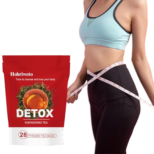 Detox Tee für Abnehmen, 28 Tage Gewichtsverlust Detox Tee – Natürliche Kräutermischung mit Camellia, Ginseng & Löwenzahn – Fördert Stoffwechsel, Verdauung, reduziert Blähungen & unterstützt Balance von Hobriweto