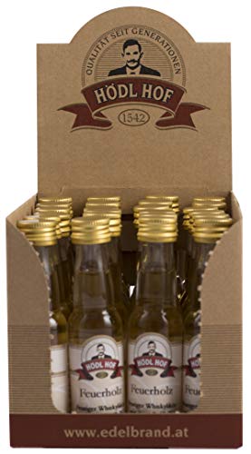 Hödl Hof Feuerholz Whisky-Likör 24x0,02 L I Hochwertiger Whiskylikör mit Nuancen an Zimt & Chili I Premium Likör ideal als Geschenk I Feuriger Chili-Zimt-Likör I Edle Spirituose 33% von Hödl Hof